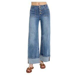 Risen patch pocket super wide leg high rise button fly jeans women’s 30